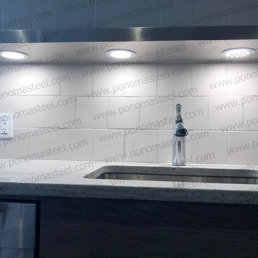 42"x12"x1.5" (cm.106.7x30.5x3.8) brushed stainless floating shelf with 2 LED lights