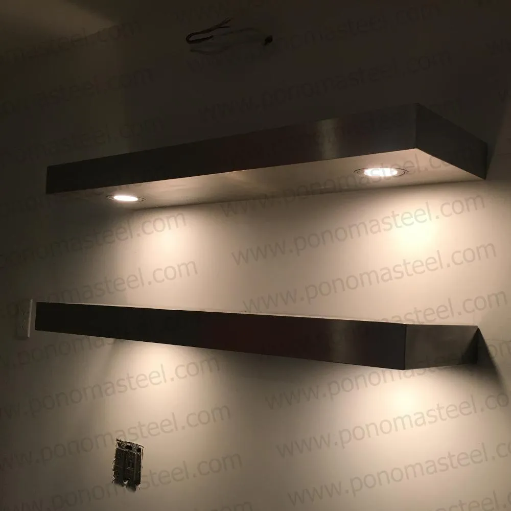 42"x12"x2.0" (cm.107x30.5x5.1) painted stainless floating shelf with 2 LED lights