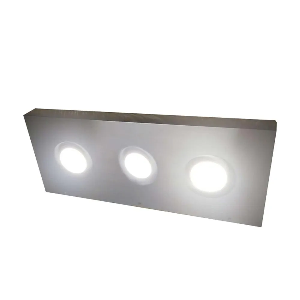 60"x10"x2.5" (cm.152x25.4x6.4) brushed stainless floating shelf with 3 LED lights