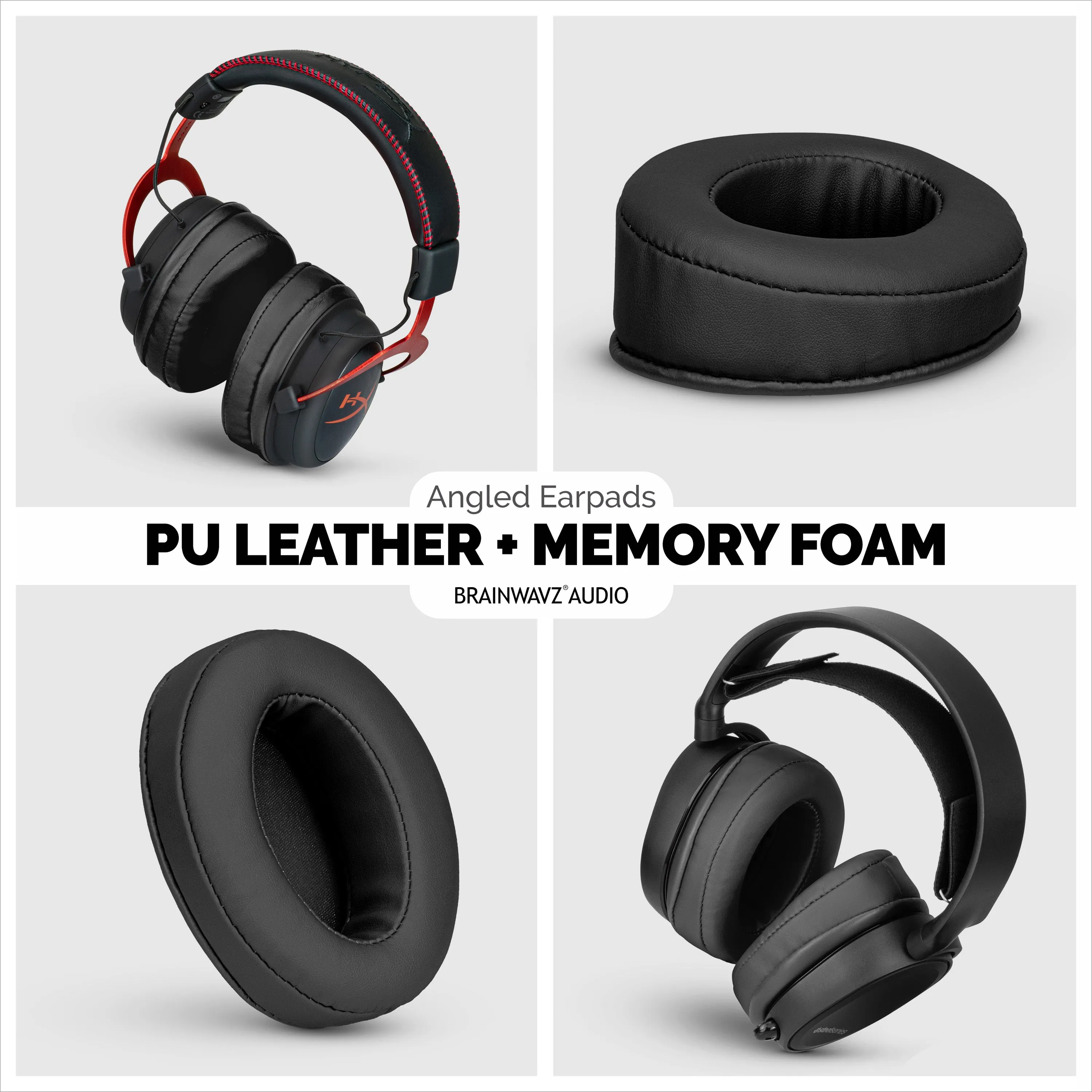 Memory Foam Earpads for Headphones, Angled Oval Design - Enhanced Comfort