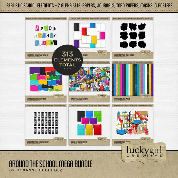 Around the School Mega Digital Scrapbook Bundle