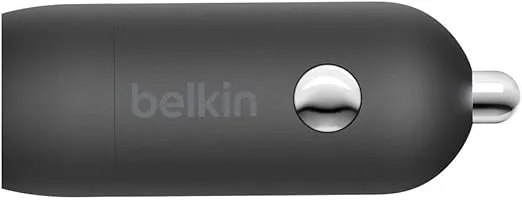 Belkin 20 Watt USB C Car Charger with Fast Charging for Apple iPhone 14, 13, iPad Pro, Samsung Galaxy S22 Ultra & More (Cable Not Included) - Black