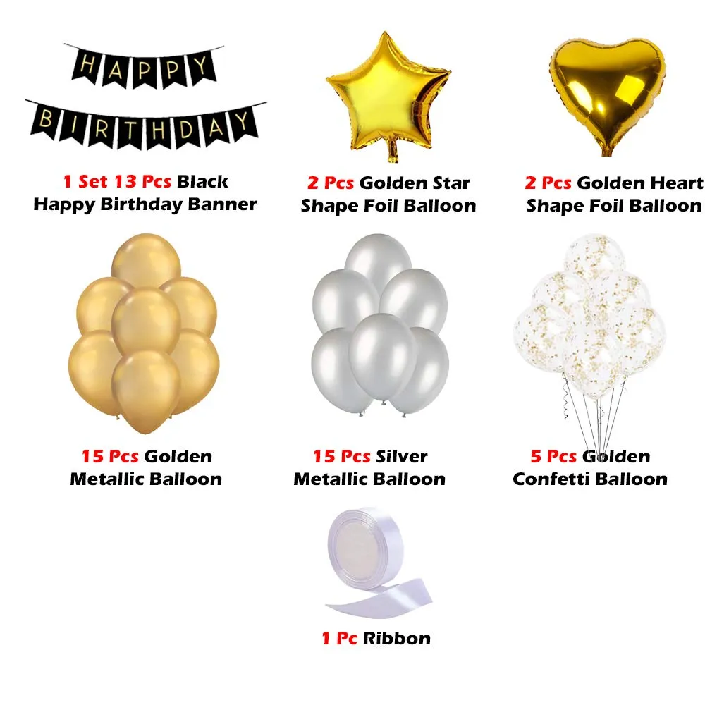 Birthday Balloons for Decoration Golden & Silver 53 Pcs - 1st, 10th, 18th, 21st, 25th, 30th, 40th Birthday