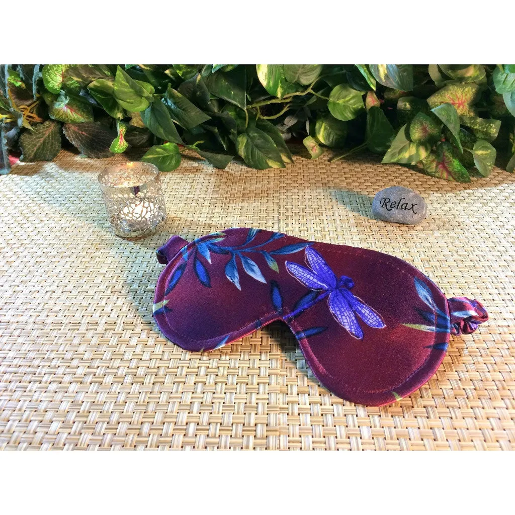 Dragonfly Satin Sleep Eye Mask. Symbolizes Change and Self Realization.