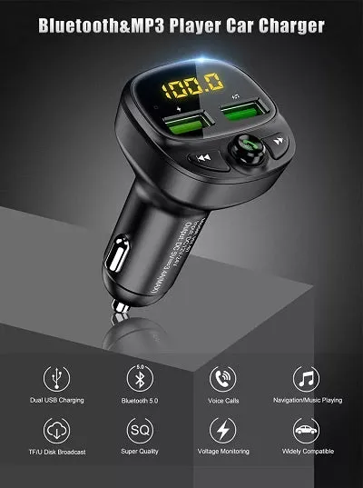 Dual Ports USB Charger TF card U Disk FM MP3 Player Car Charger