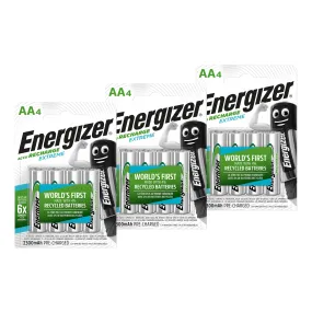 Energizer AA 2300mAh Recharge Extreme NiMH Rechargeable Batteries - Pack of 12