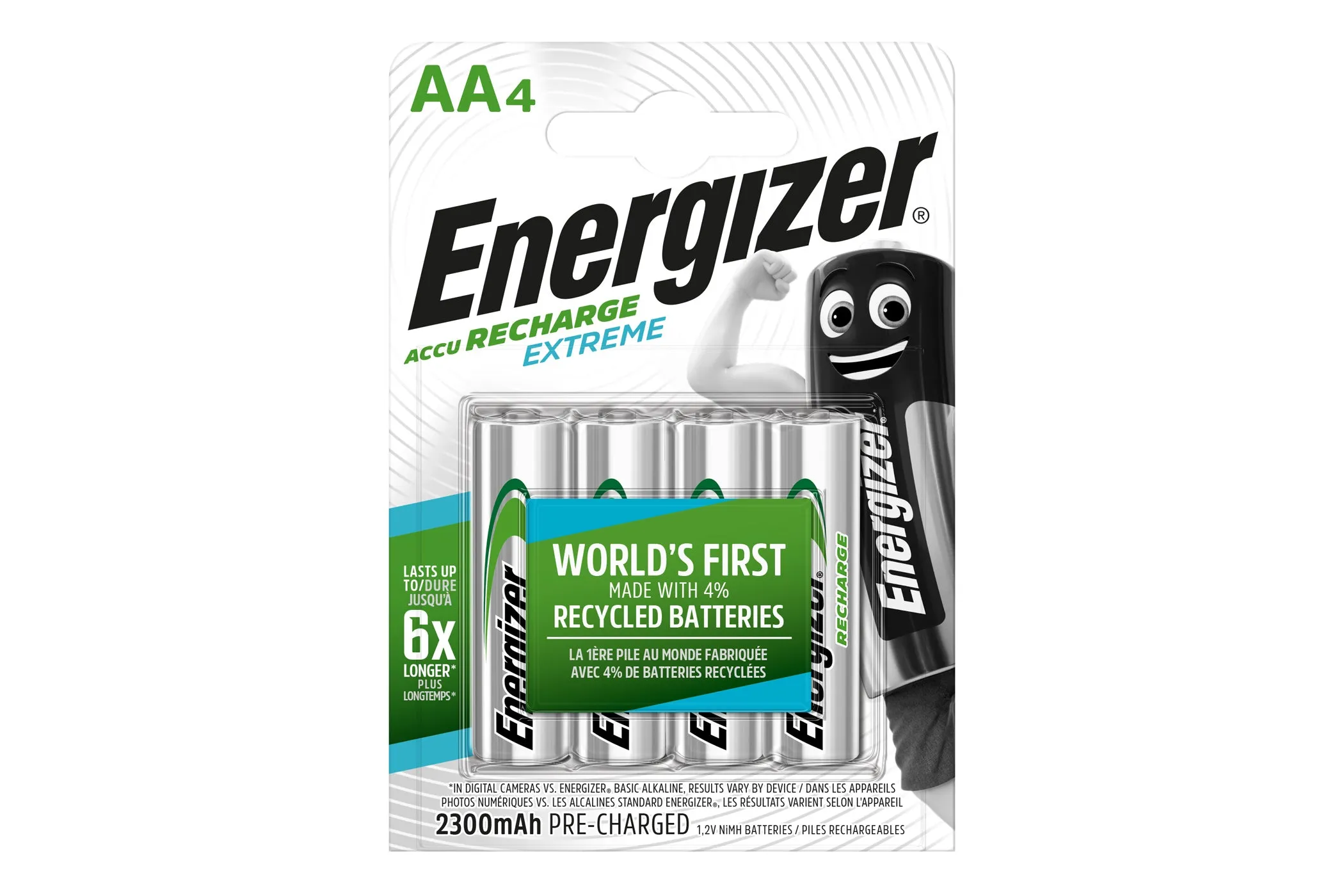 Energizer AA 2300mAh Recharge Extreme NiMH Rechargeable Batteries - Pack of 8