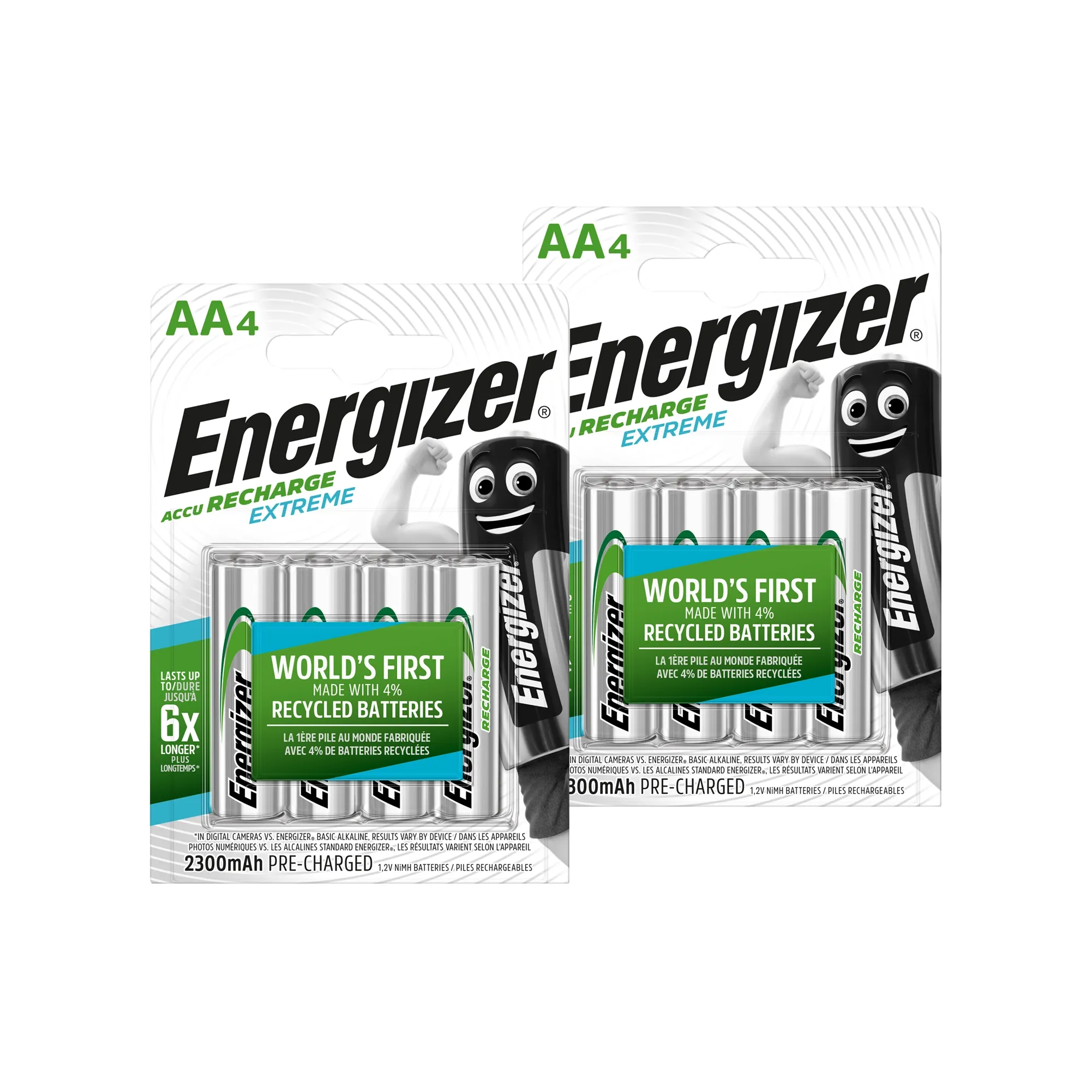 Energizer AA 2300mAh Recharge Extreme NiMH Rechargeable Batteries - Pack of 8