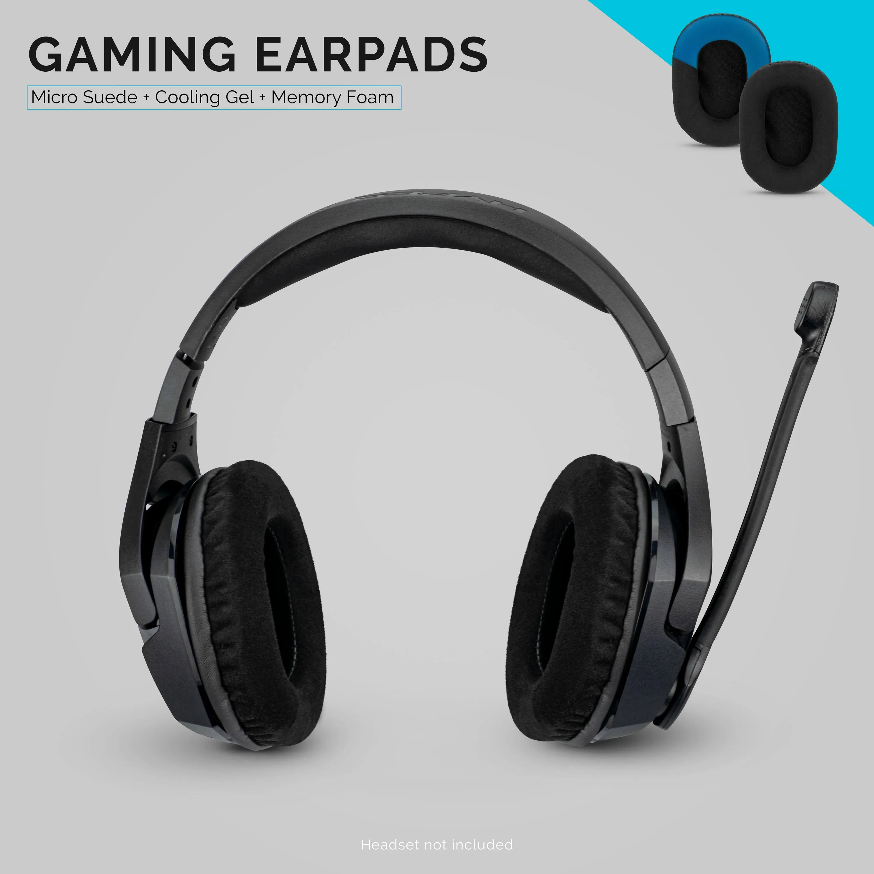 Enhanced Gaming Headphone Earpads - Small Oval - Micro Suede w/ Cooling Gel & Memory Foam for Steelseries, Hyperx, Sony MDR-7506, AKG, Turtlebeach, Sennheiser & More (Micro Suede)