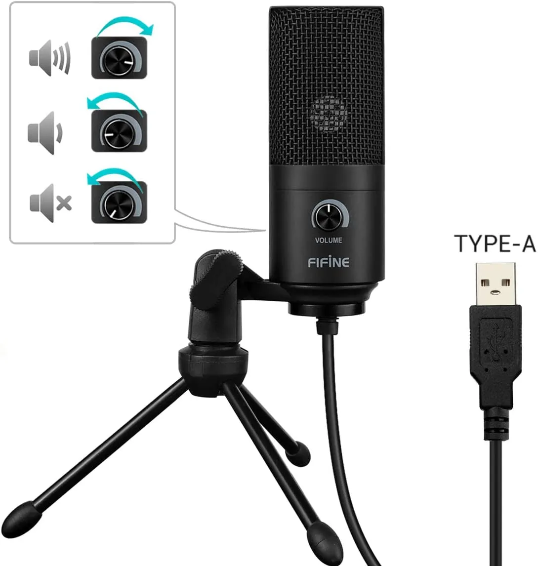 FIFINE USB Microphone, Metal Condenser Recording Microphone for Laptop MAC or Windows Cardioid Studio Recording Vocals, Voice Overs,Streaming Broadcast and Youtube Videos-K669B