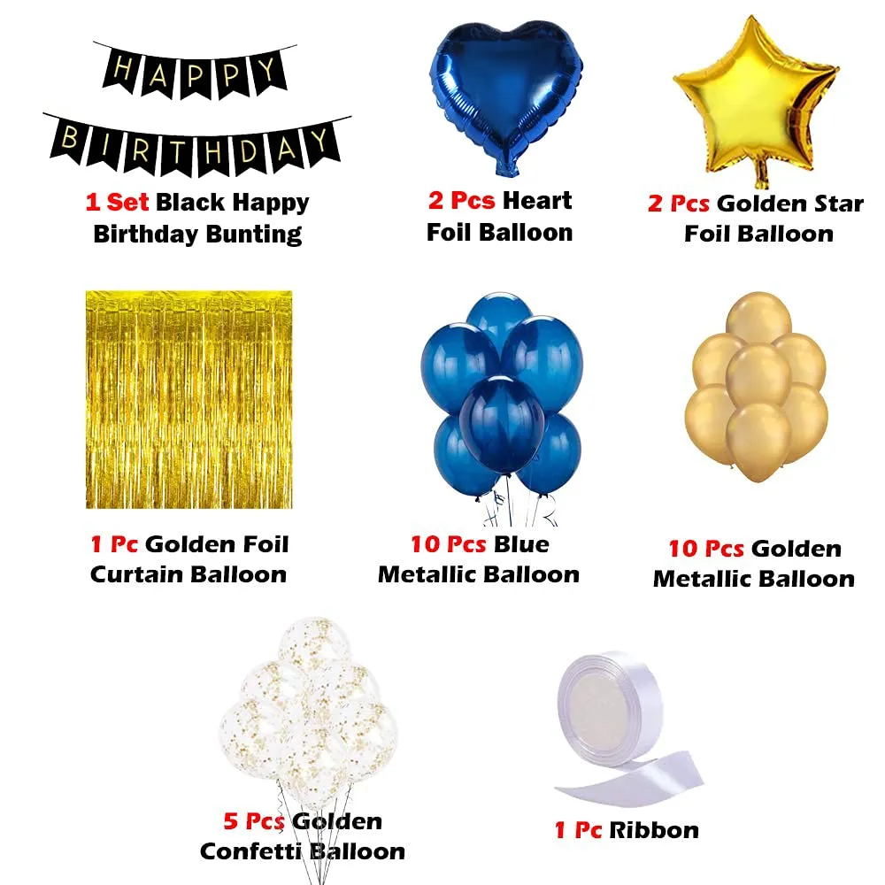 Happy Birthday Golden & Blue 44 Pcs