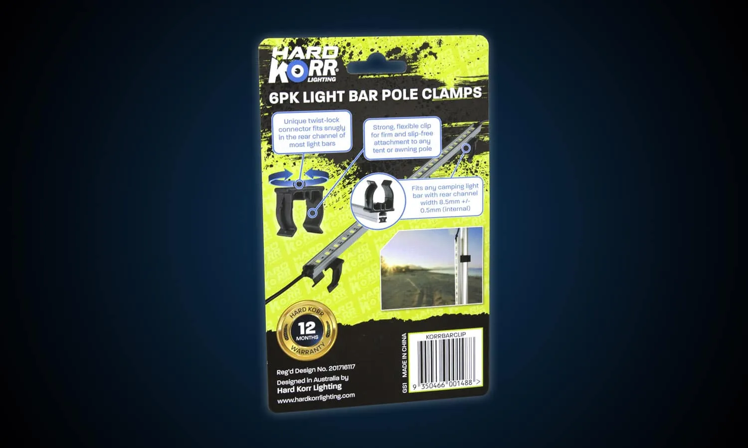 Hard Korr 6-pack Light Bar Pole Clamps