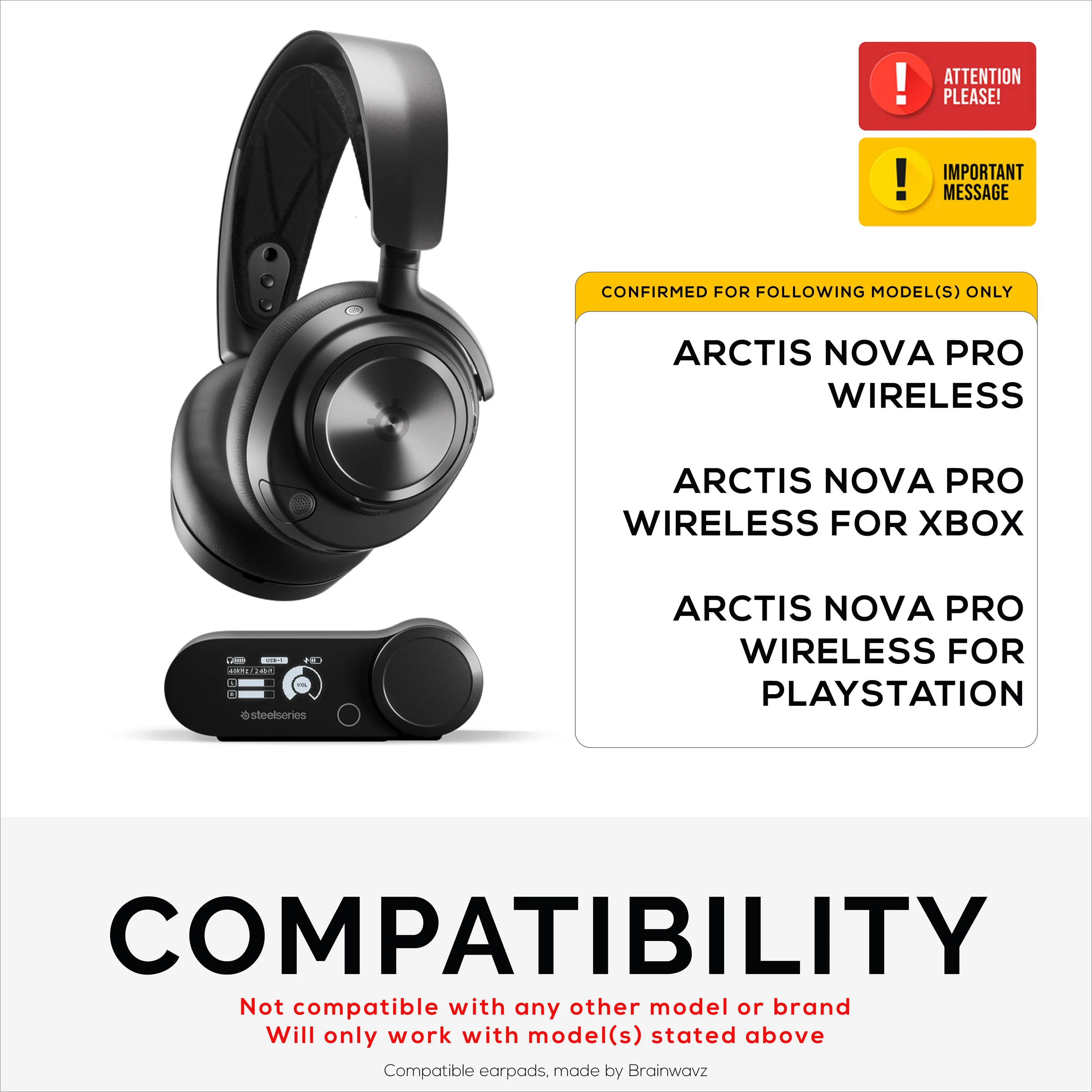 Hybrid Earpads for Steelseries Arctis Nova Pro Wireless Headphones - Memory Foam with Velour & PU Leather