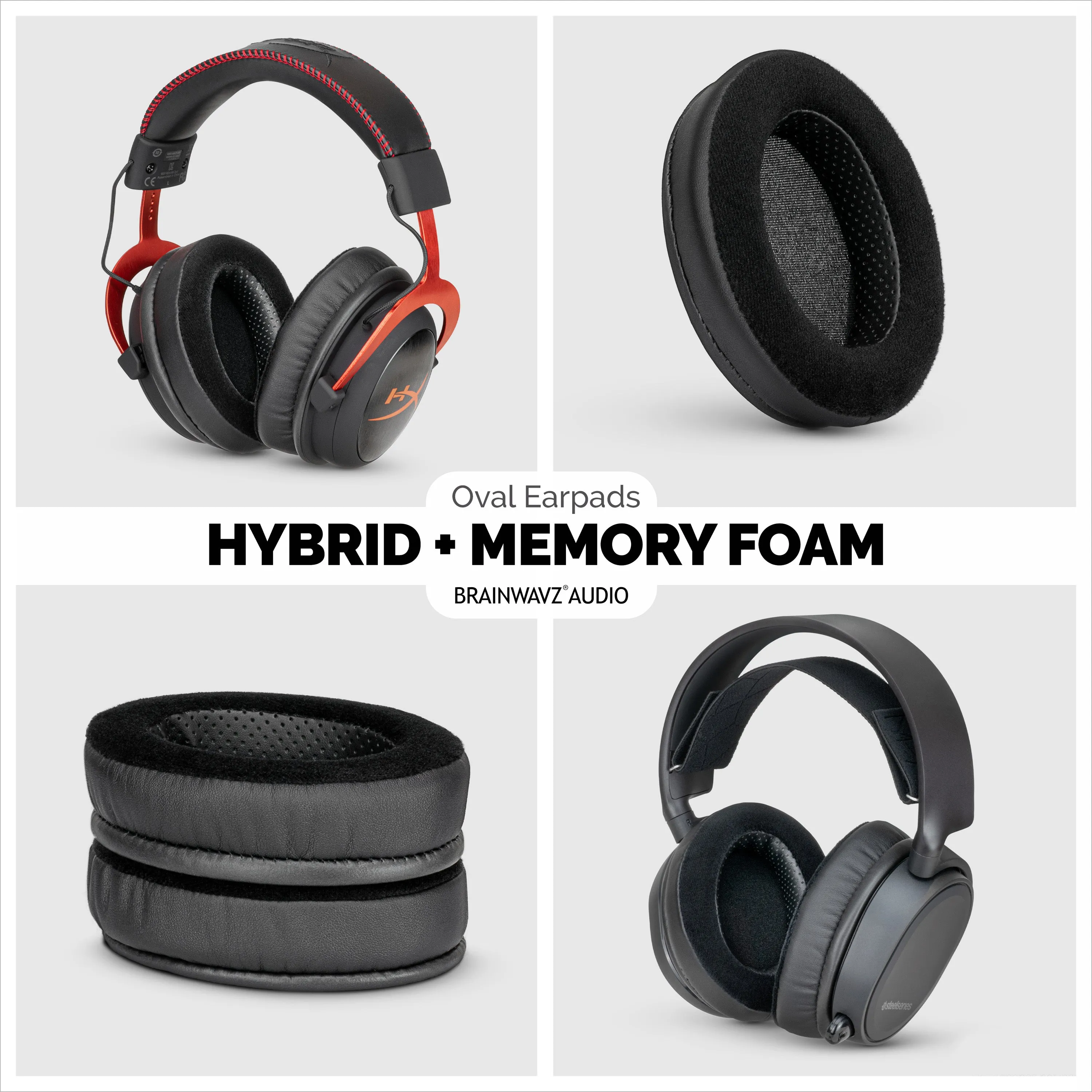 Hybrid Oval Replacement Memory Foam Earpads - Suitable for many Headphones