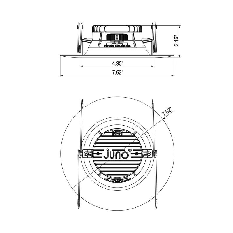 Juno Contractor Select RB56 SWW5 RetroBasics 5"/6" Switchable White LED Baffle Trim Kit