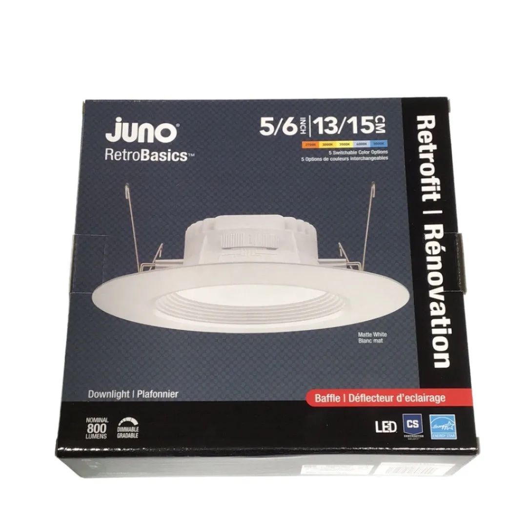 Juno Contractor Select RB56 SWW5 RetroBasics 5"/6" Switchable White LED Baffle Trim Kit