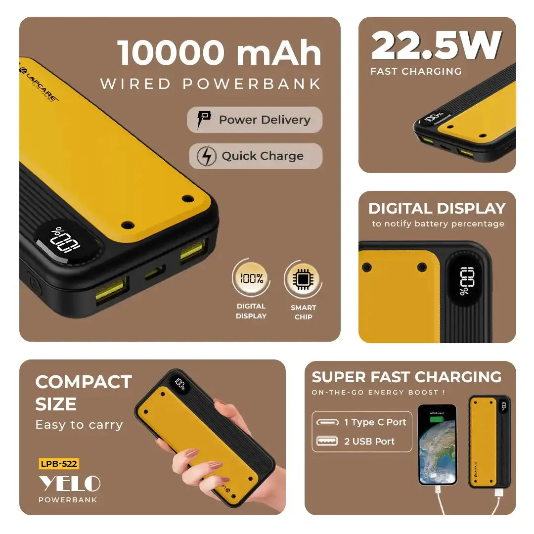 LAPCARE YELO 10000 mAh Power Bank (LPB-522)