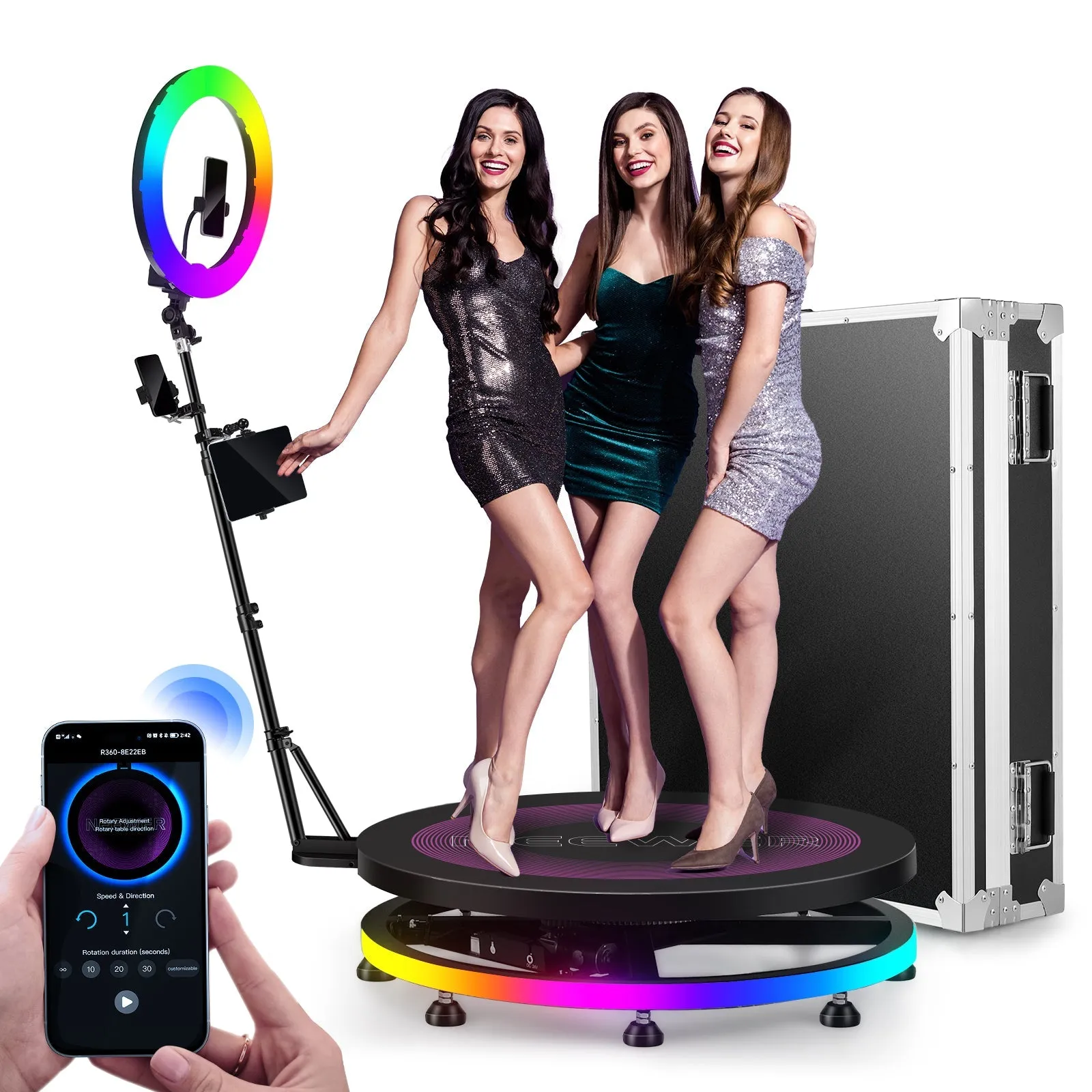 NEEWER 39.4"/100cm 360° Panoramic Photo Booth with RGB LED Strip