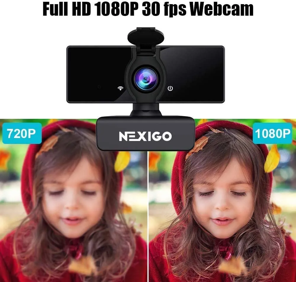 NexiGo N660 HD Webcam with Dual Microphone, Plug and Play