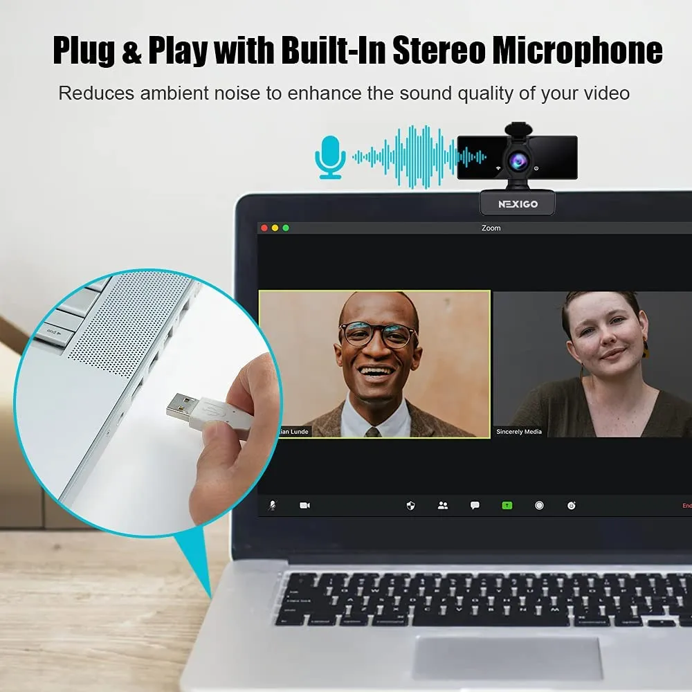 NexiGo N660 HD Webcam with Dual Microphone, Plug and Play