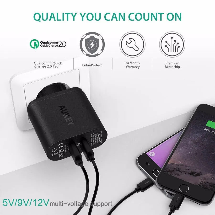 PA-T7 36W Dual Qualcomm Quick Charge 2.0 Charger (UK Plug)