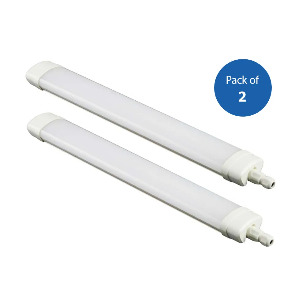 Pack of 2 36W LED Triproof Batten Tube Lights, 120cms, 3000K, IP65 Waterproof, No UV and IR Radiation, Super Bright Tube Light for Kitchen, Living Room, Bathroom, Office, etc.