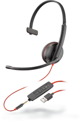 Plantronics BLACKWIRE 3215-A USB Mono Headset-3.5mm and USB