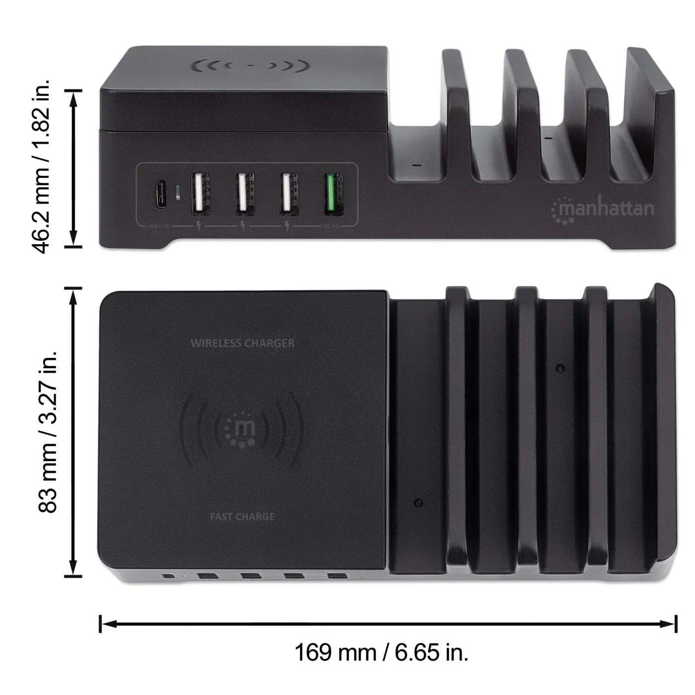 Power Delivery Charging Station with Wireless Charging Pad - 55 W