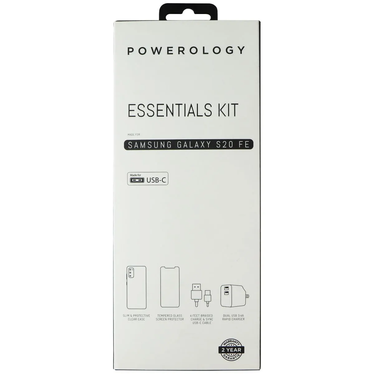 Powerology Essentials Kit w/ Case and Power for Samsung Galaxy S20 FE - Clear