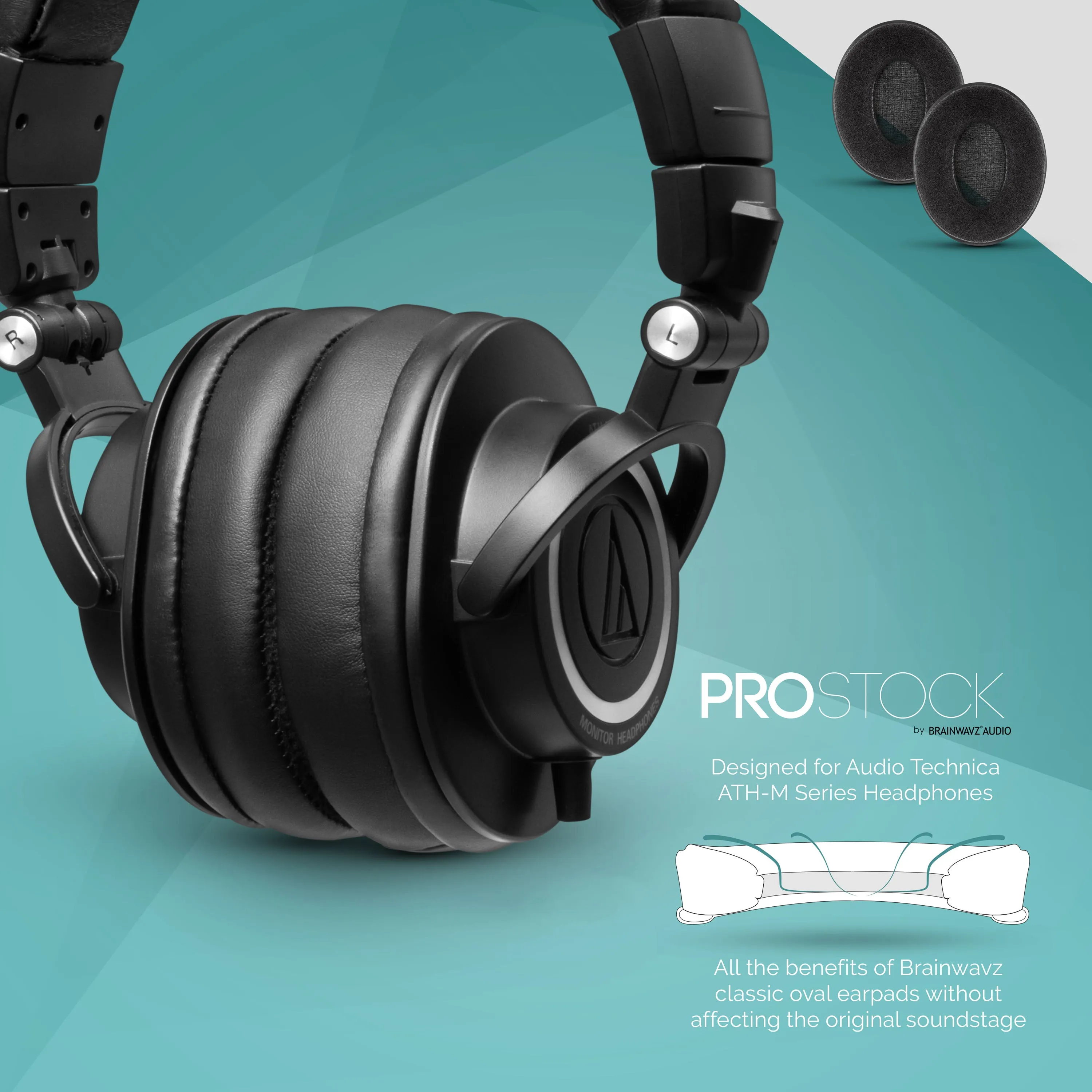 ProStock ATH M50X & M Series Replacement Earpads - Custom Designed Shape with Memory Foam - Hybrid