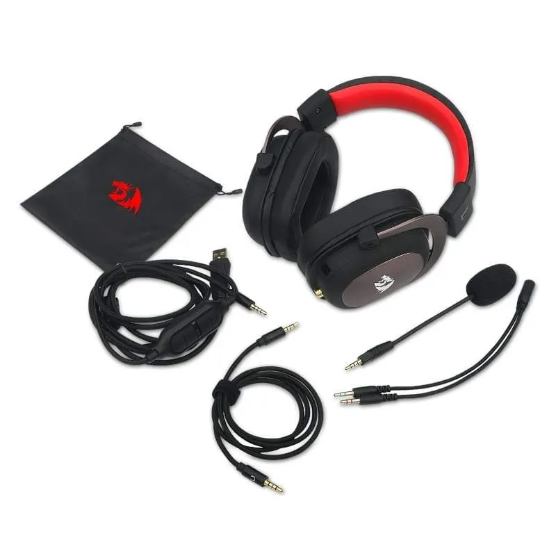 Redragon Zeus 2 Usb|Virtual 7.1|2m Cable|3.5mm Detachable Omnidirectional Boom Mic|53mm Driver|Gaming Headset Black Rd H510 1