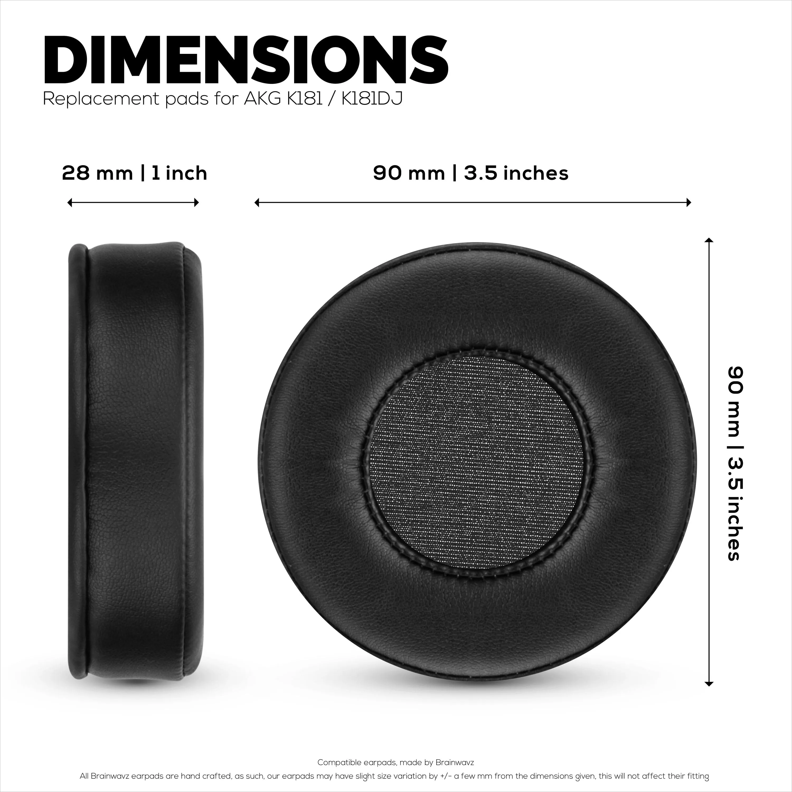 Replacement Earpads for AKG K181 Headphones - Soft PU Leather & Soft Foam