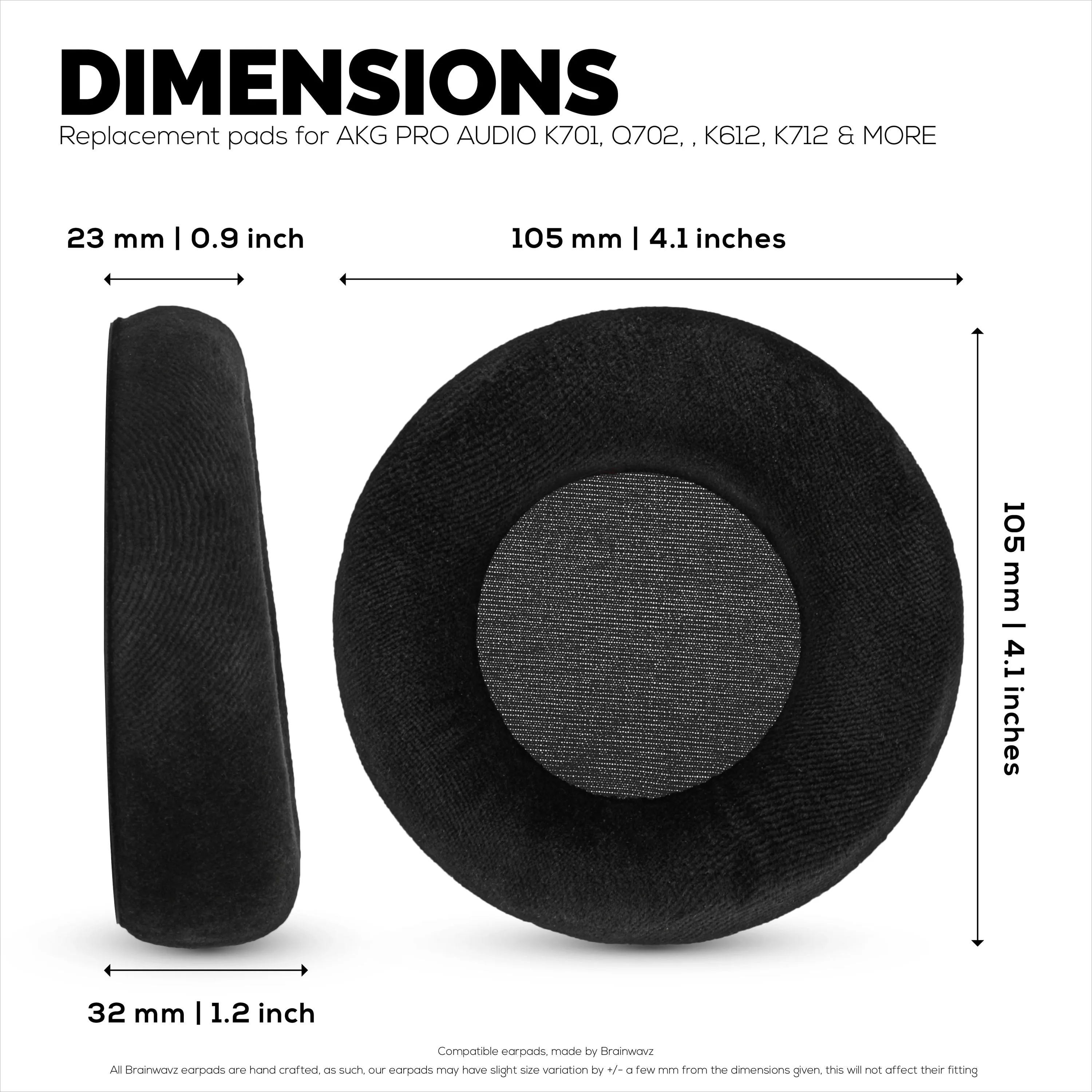 Replacement Earpads for AKG K701, K702, Q701, K601, K612, K712 Headphones - Soft Velour & Foam