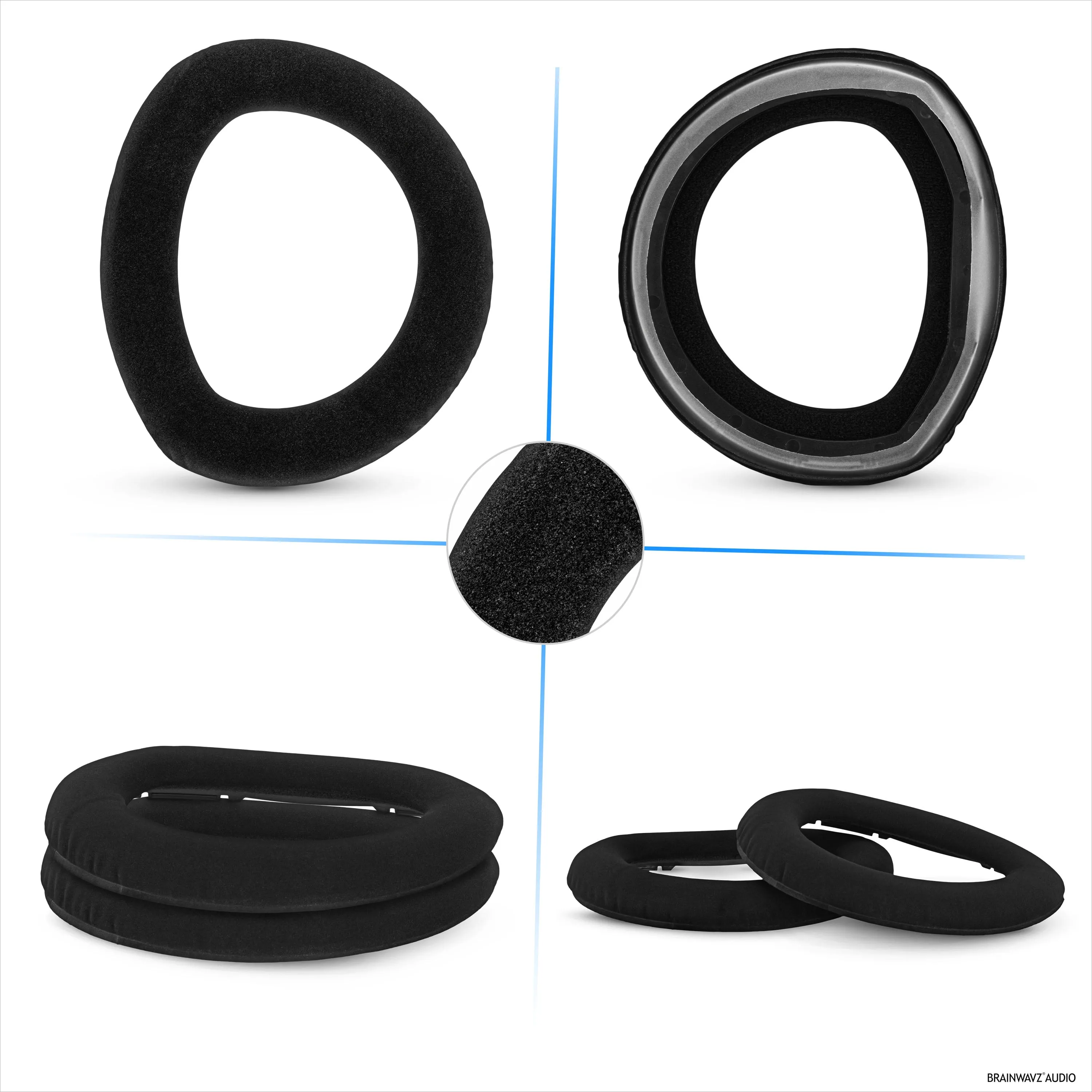 Replacement Earpads for Sennheiser HD800 Headphones - Luxurious Nubuck PU Leather & Soft Foam