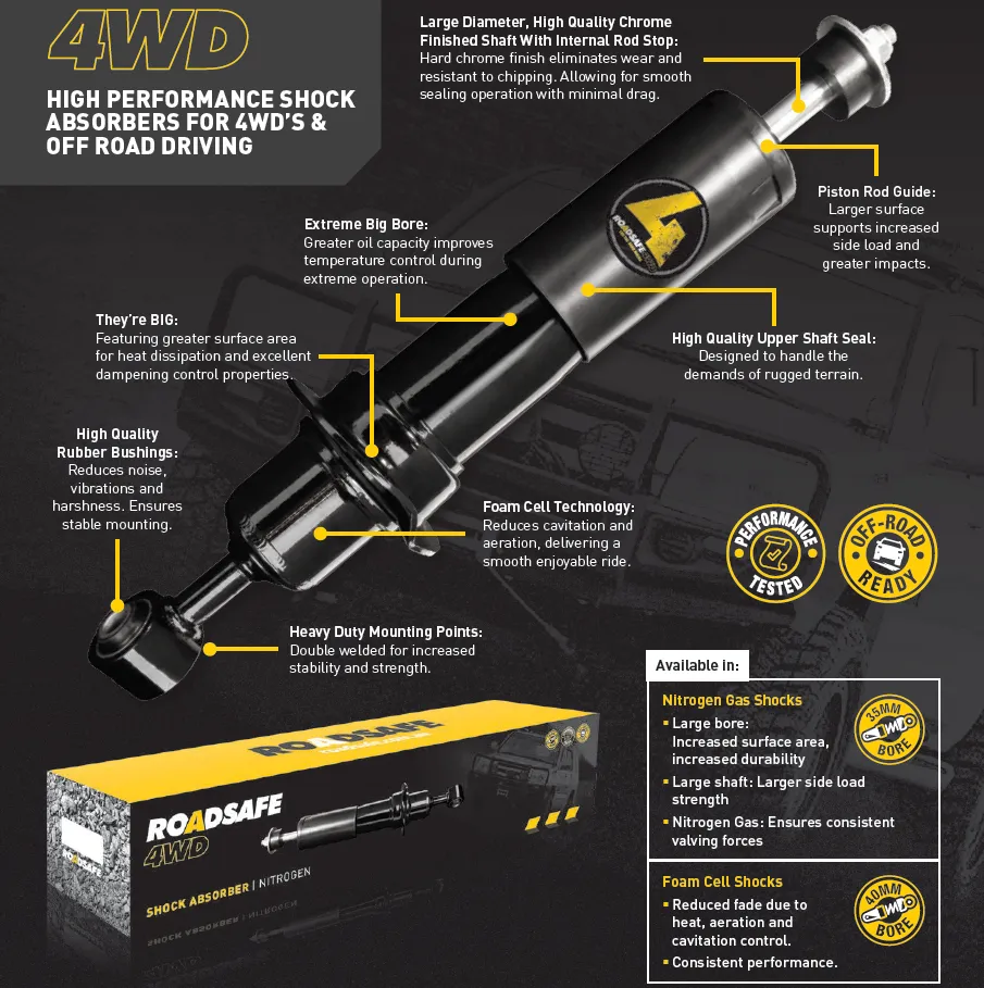 Roadsafe 4wd Foam Cell Front Shock Absorber for Nissan Patrol GQ / Ford Maverick Y60 DA - Leaf Models