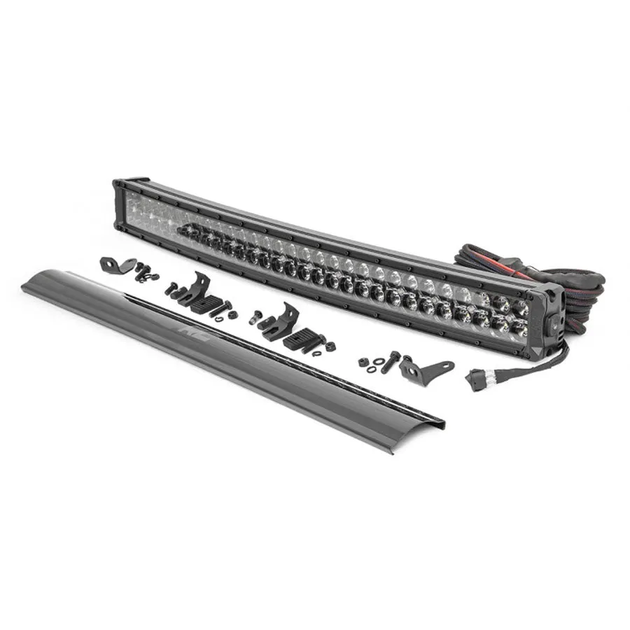 Rough Country Black Series LED Light Bar 30" Curved Dual Row - Amber DRL | Universal