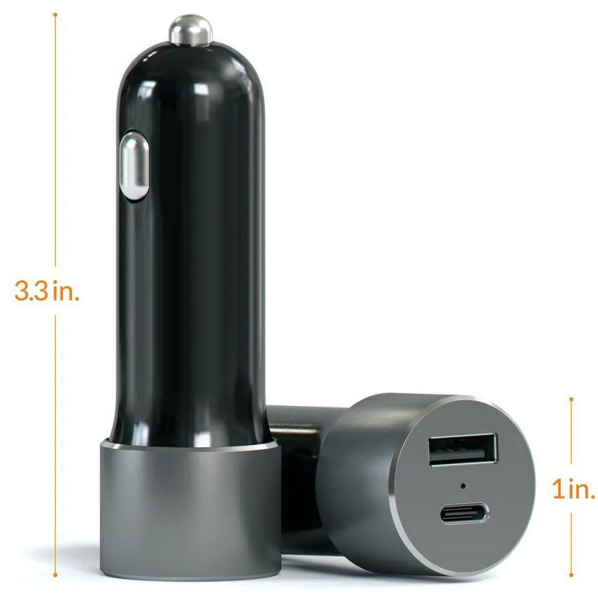 Satechi 72W Space Grey USB-C and USB-A Car Charger - High-Performance and Efficient