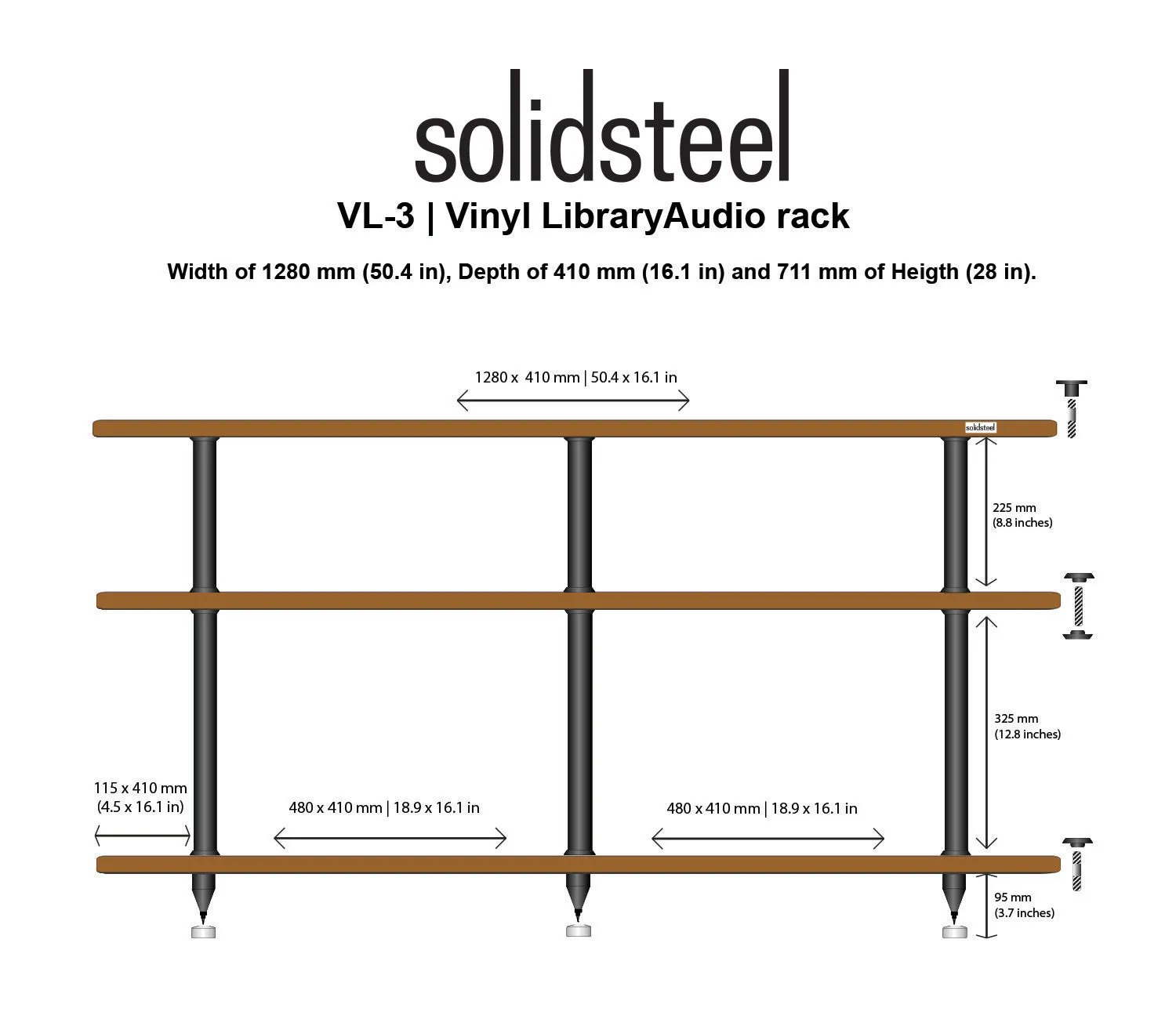 Solidsteel VL Series Modular Vinyl Library Audio Rack