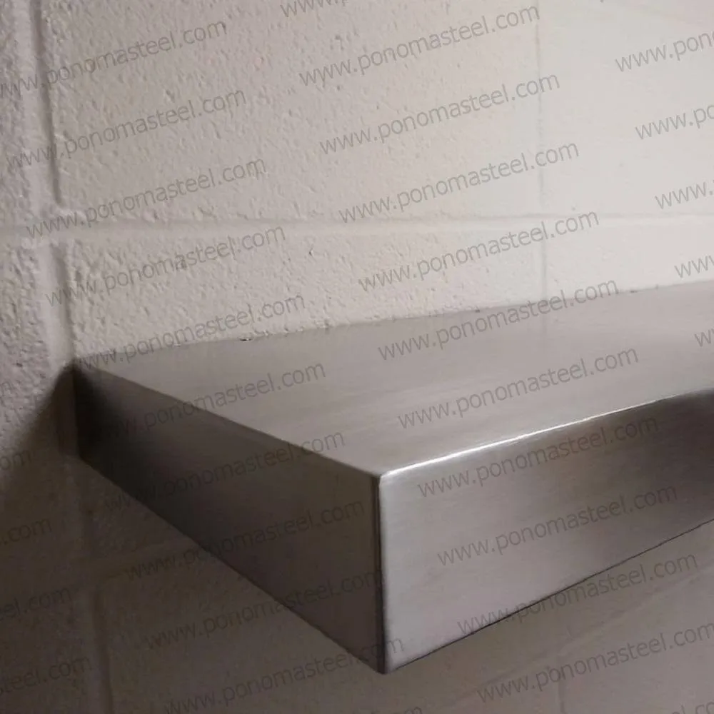 Stainless floating shelves with 1 LED light