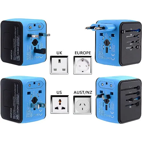 Universal Worldwide Travel Adapter Plug Blue