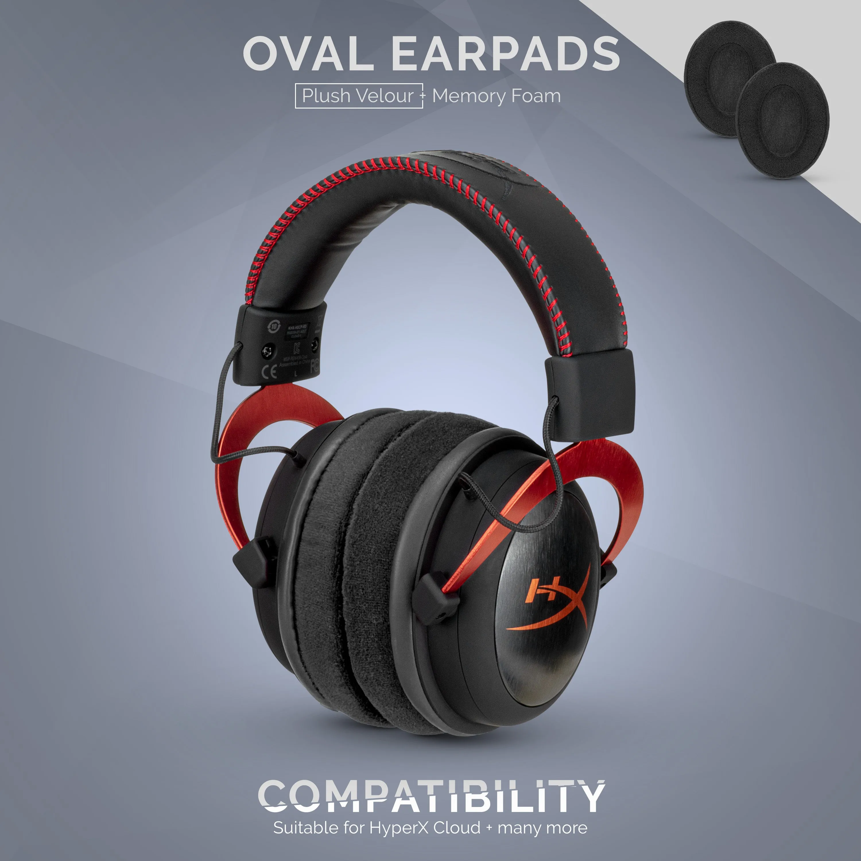 Velour Oval Replacement Earpads - Suitable for many Headphones