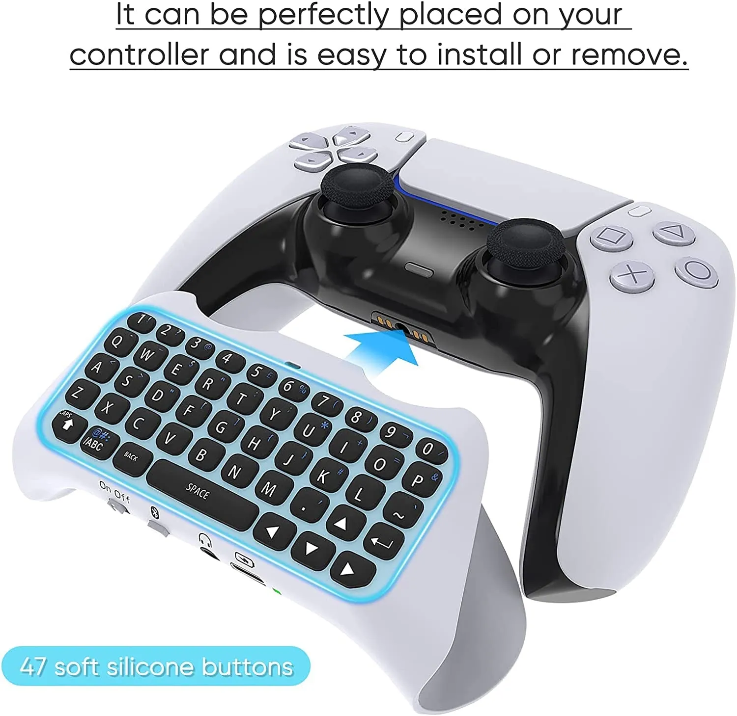 Wireless Controller Keyboard for PS5, Bluetooth 3.0 Mini Portable Gamepad Chatpad with Built-In Speaker & 3.5MM Audio Jack for Playstation 5 Voice Chat Board for Messaging and Gaming Live Chat