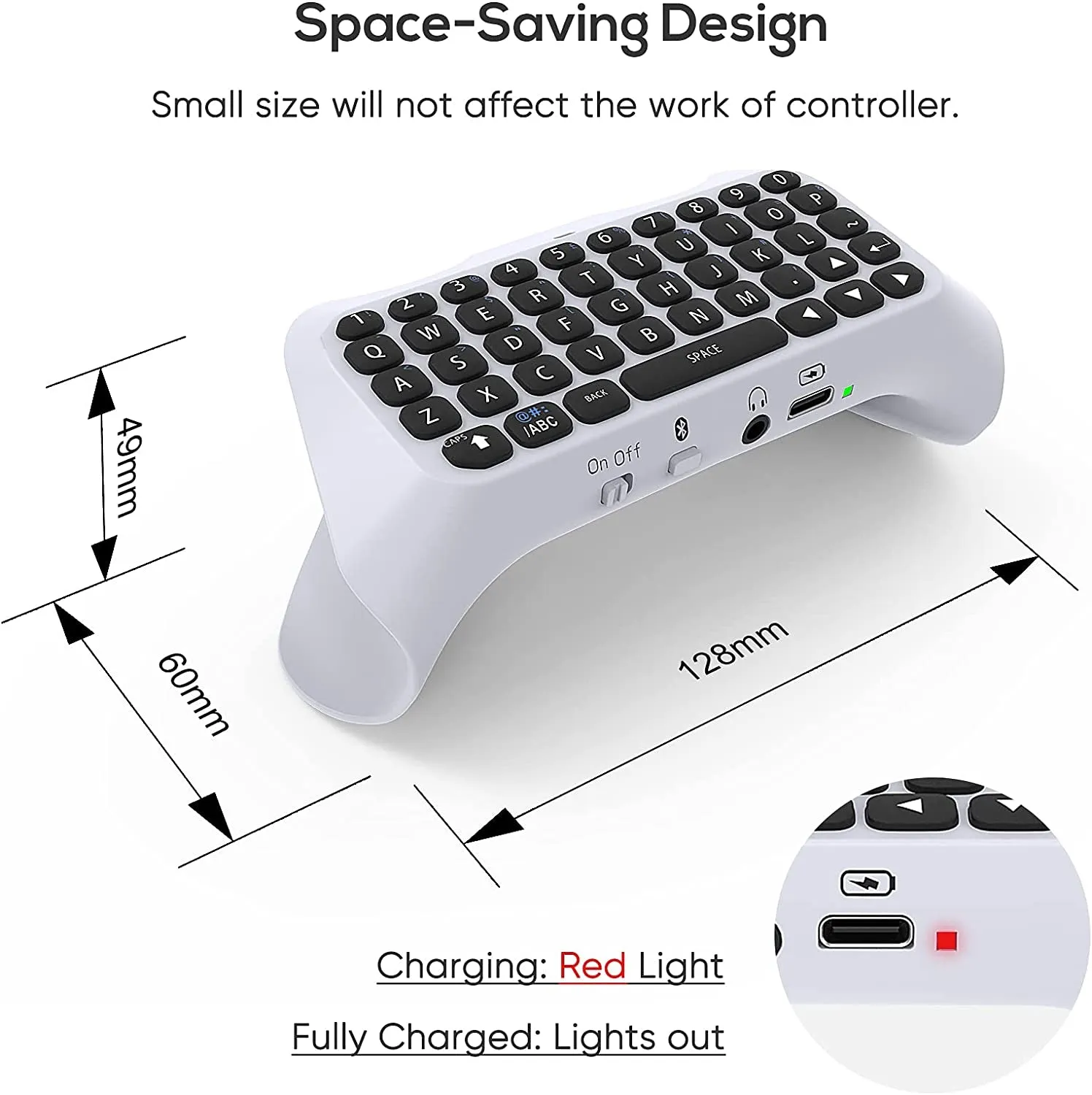 Wireless Controller Keyboard for PS5, Bluetooth 3.0 Mini Portable Gamepad Chatpad with Built-In Speaker & 3.5MM Audio Jack for Playstation 5 Voice Chat Board for Messaging and Gaming Live Chat