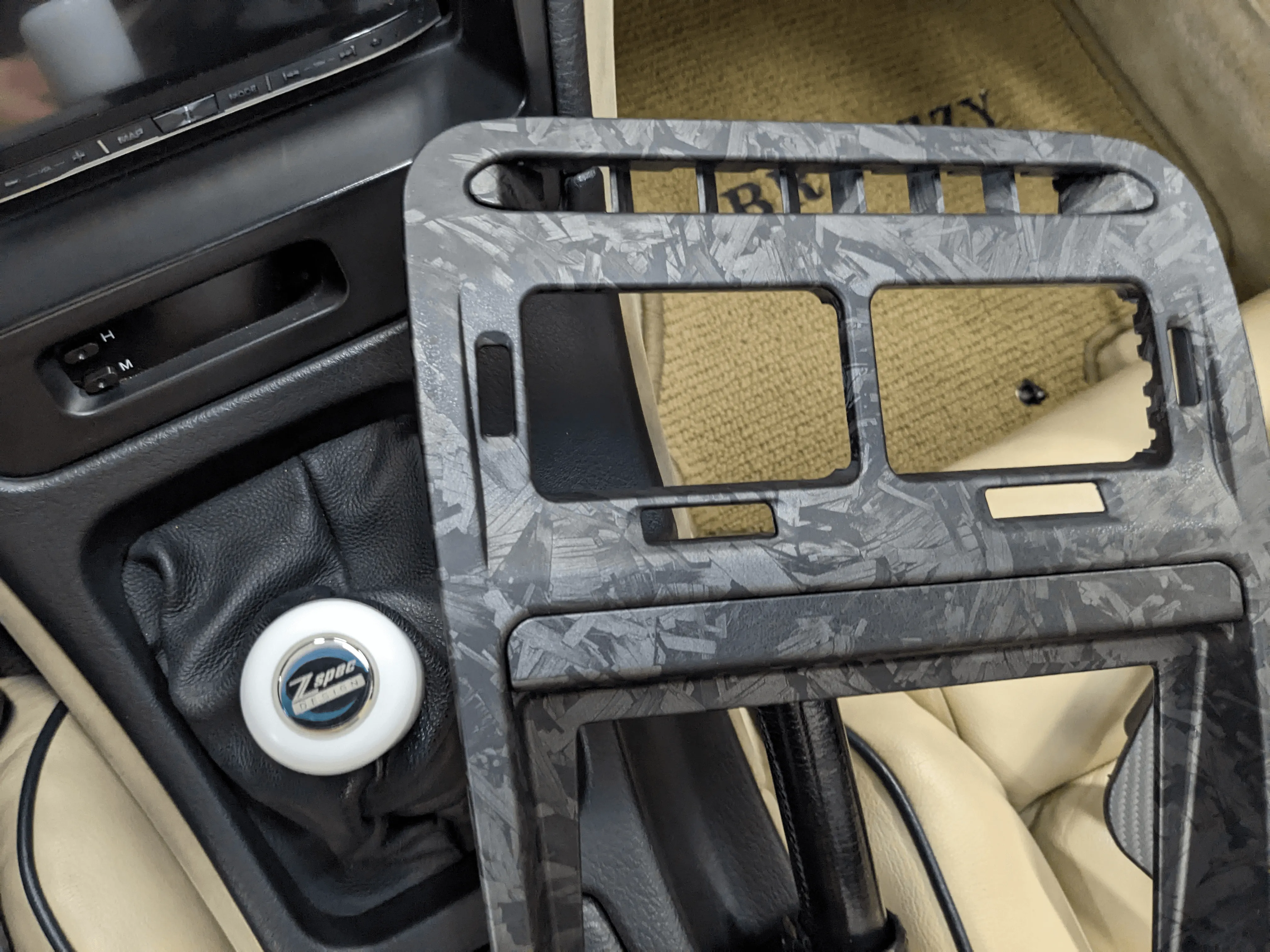 ZSPEC LHD Hydro-Dipped Double-Din Radio Bezel w/Brackets, Nissan Z32 300zx